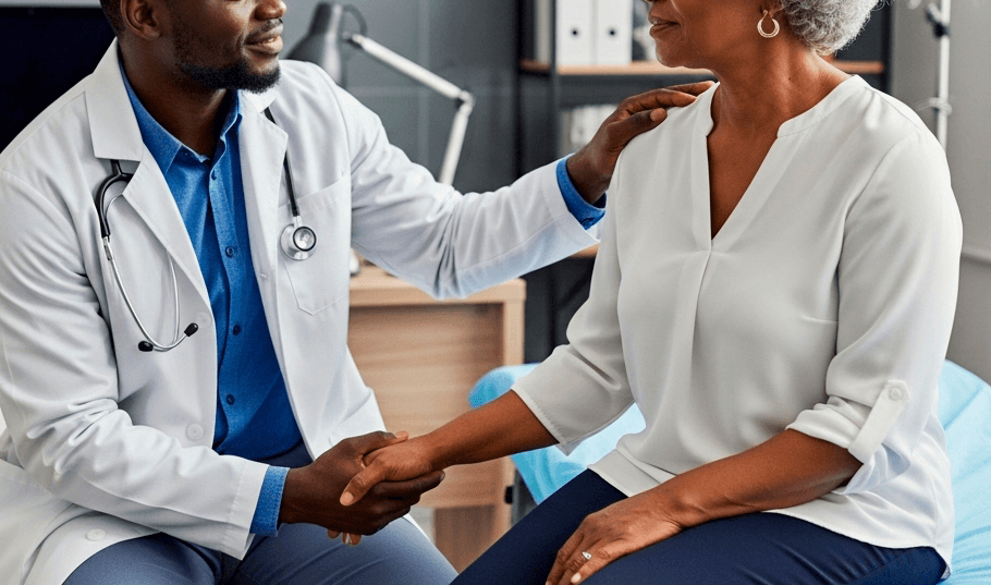 Healthcare professional consulting with a patient