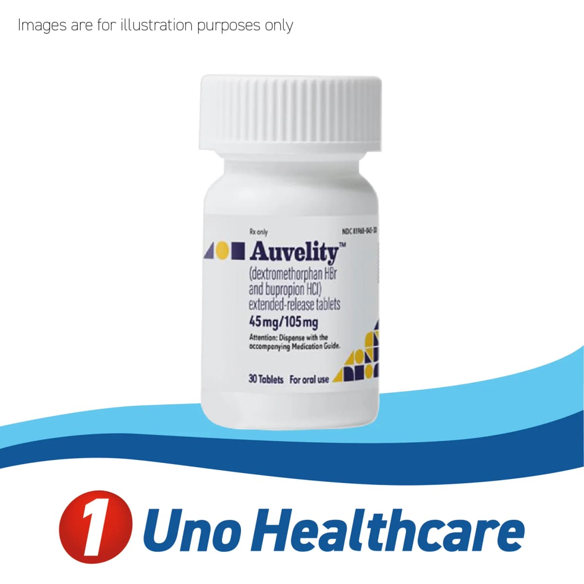 Auvelity (Dextromethorphan-Bupropion) 45mg/105mg – 30 Tablets – Oral Treatment for Major Depressive Disorder (MDD)