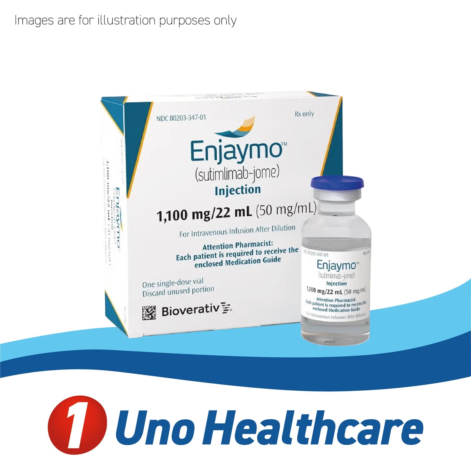 Enjaymo (Sutimlimab-jome) 1100mg/22mL – 6 Vials – Cold Agglutinin Disease Treatment