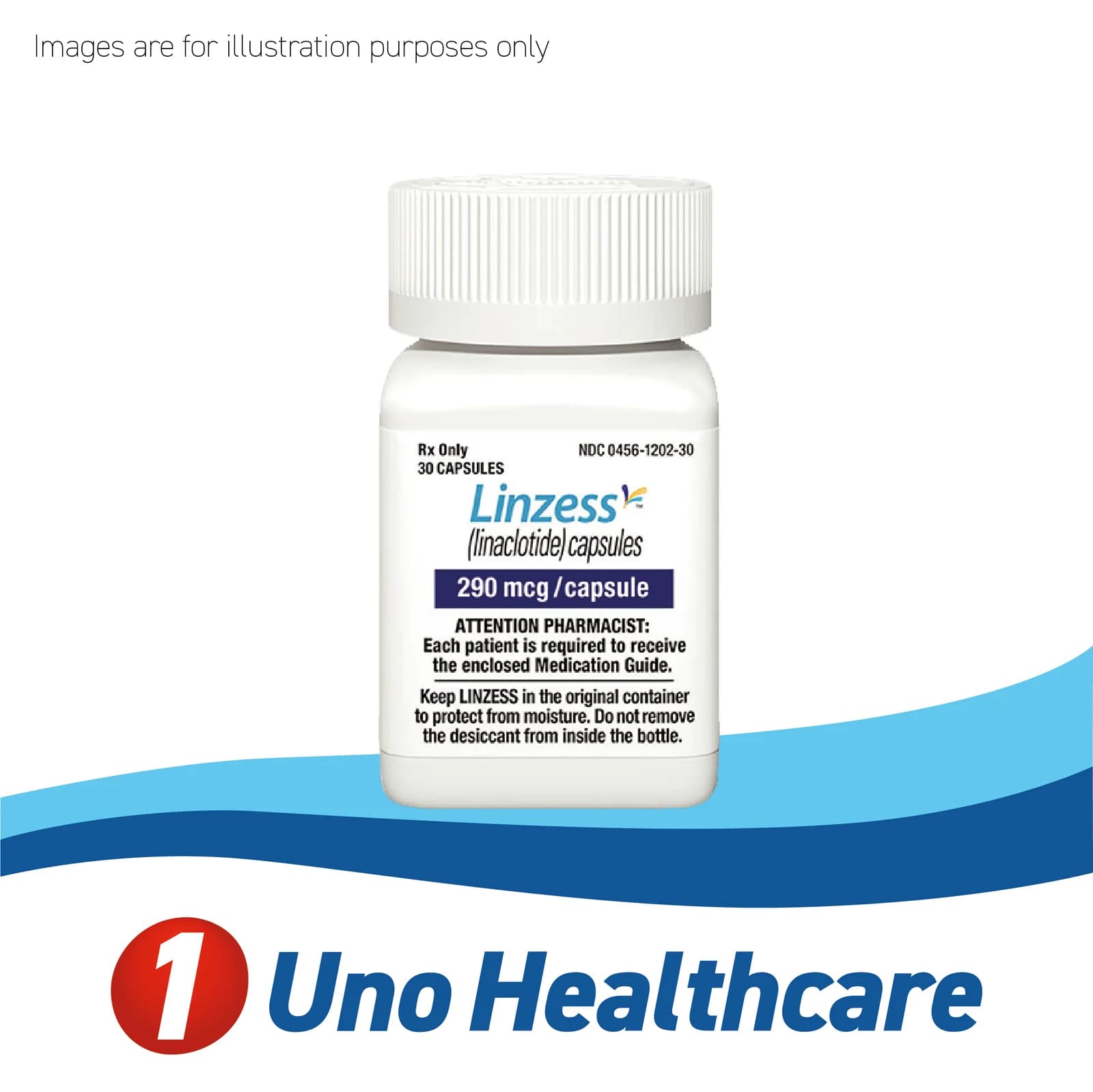 Linzess (Linaclotide) 290mcg – 30 Capsules – IBS-C Treatment for Adults