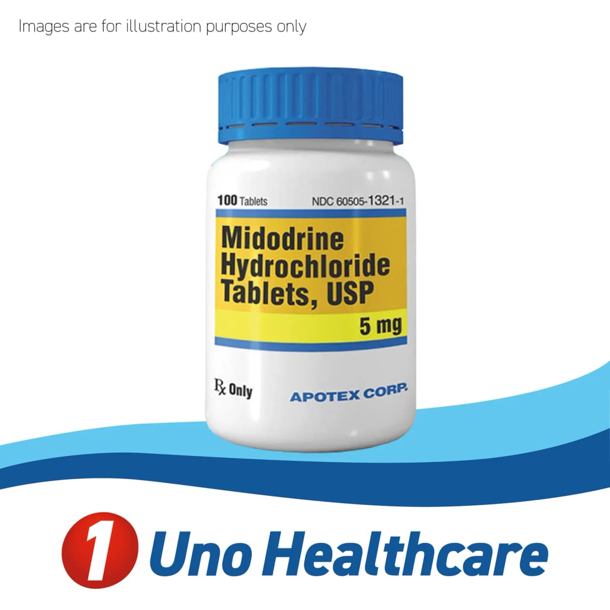 Midodrine (Midodrine Hydrochloride) 5mg – 100 Tablets – Peripheral-Acting Antihypotensive Agent